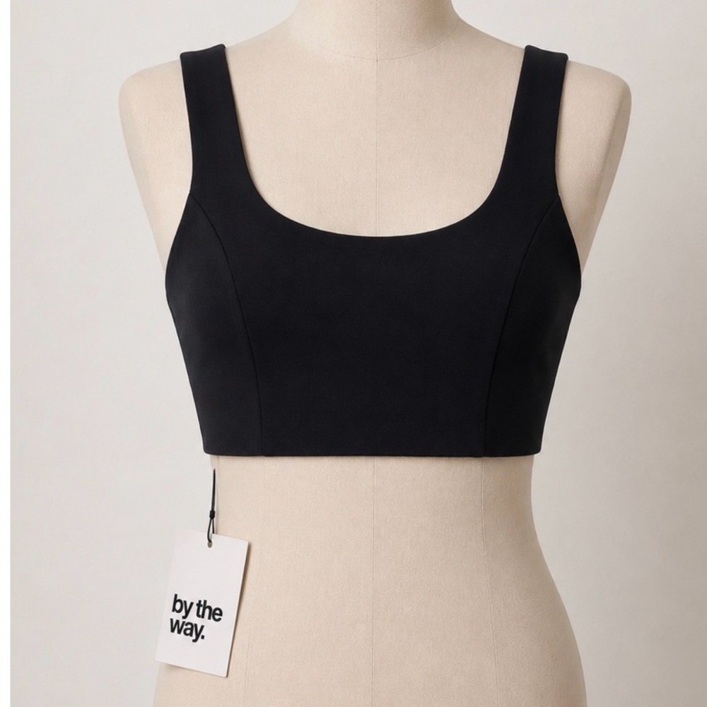 by the way Crop Top Womens Small Black New Front Zipper Sleeveless Tank Edgy